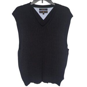 Tommy Hilfiger Golf Sweater Vest Mens XL Blue V-Neck Cable Knit Cotton Preppy